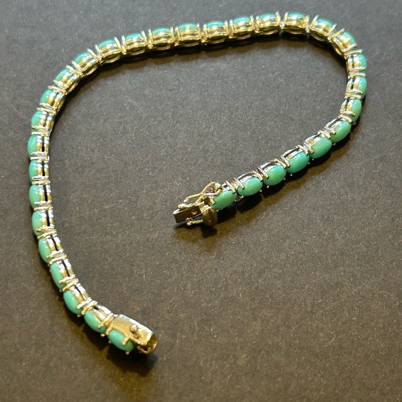 Sleeping Beauty Turquoise Rhodium Over Sterling Silver Tennis Bracelet - 8in - Picture 10 of 15